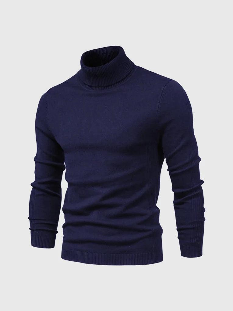 Men’s Knit Turtleneck Sweater with Ribbed Trims
