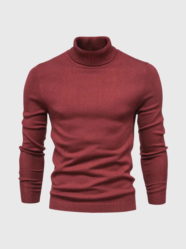 Men’s Knit Turtleneck Sweater with Ribbed Trims