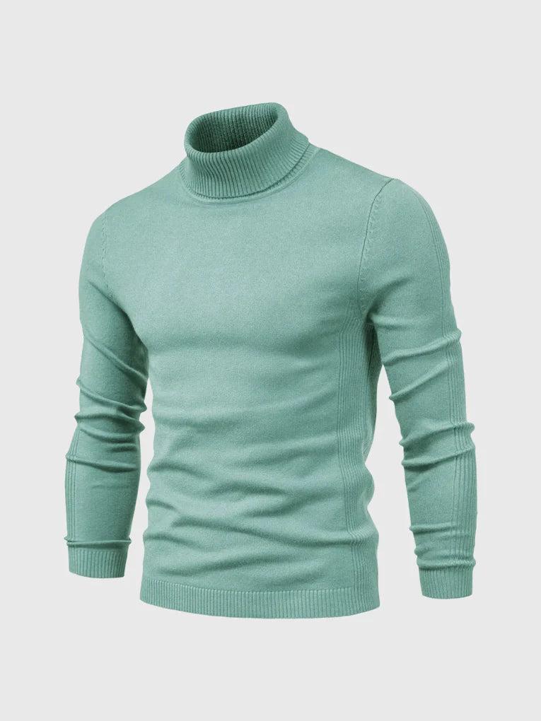 Men’s Knit Turtleneck Sweater with Ribbed Trims