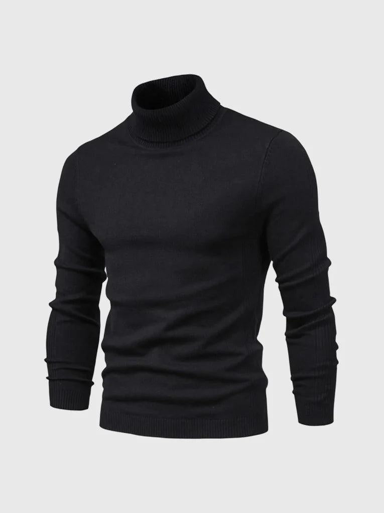 Men’s Knit Turtleneck Sweater with Ribbed Trims
