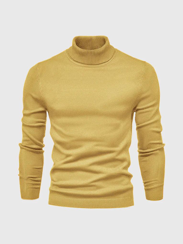 Men’s Knit Turtleneck Sweater with Ribbed Trims
