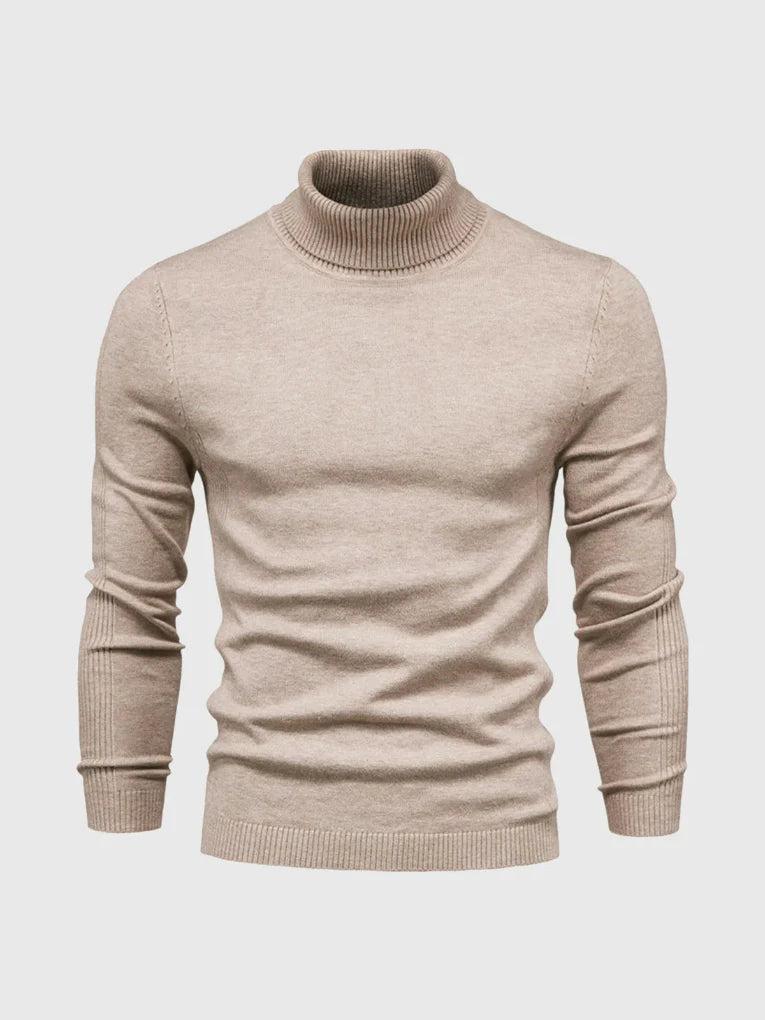 Men’s Knit Turtleneck Sweater with Ribbed Trims