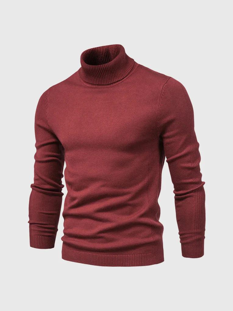Men’s Knit Turtleneck Sweater with Ribbed Trims