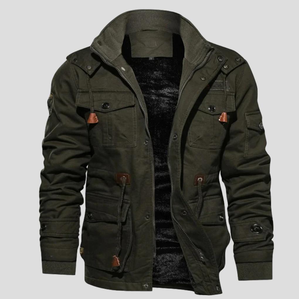 Men’s Lined Winter Jacket with Button Flap Pockets