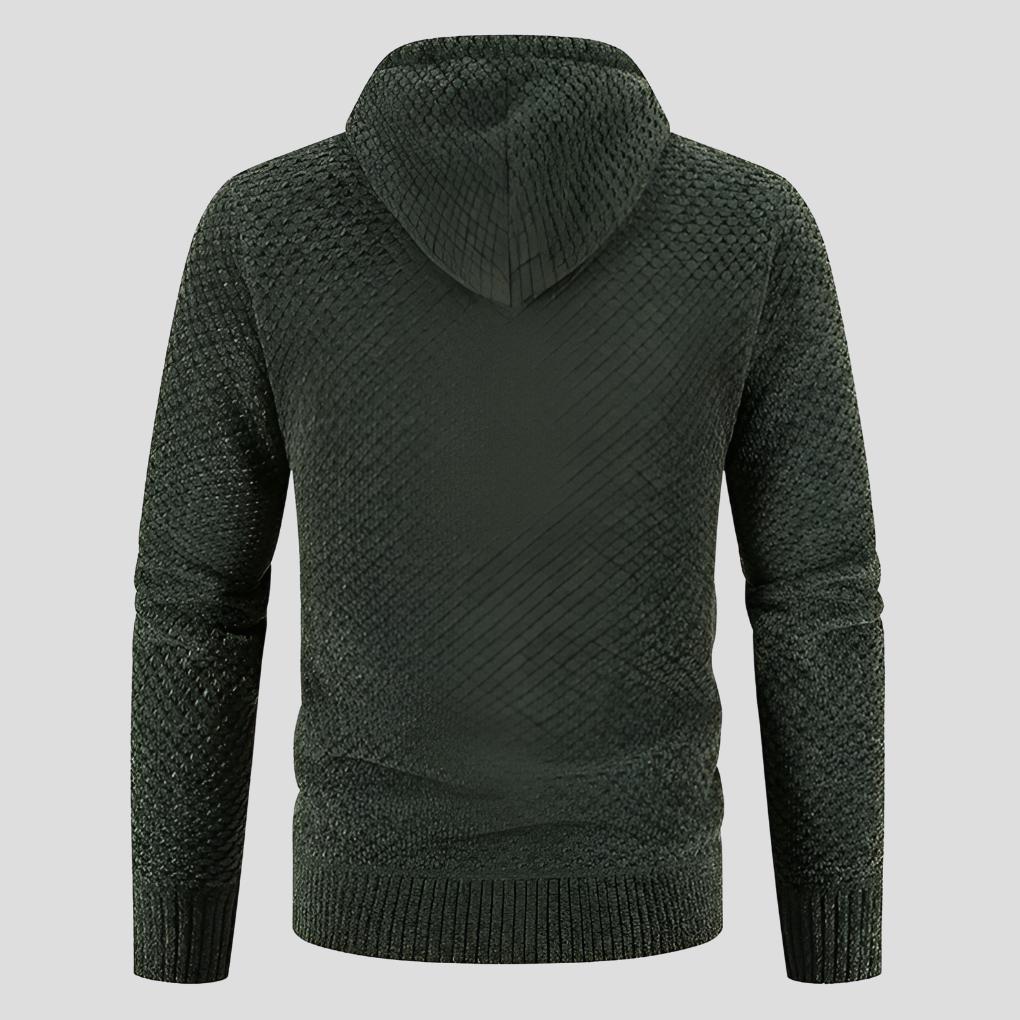 Men’s Modern Hooded Zip Knit Cardigan with Fleece Interior