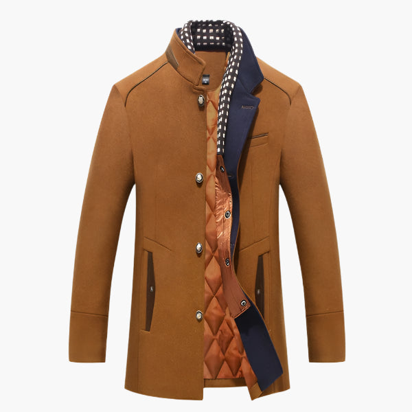 Men’s Modern Mandarin Collar Coat for Cold Seasons