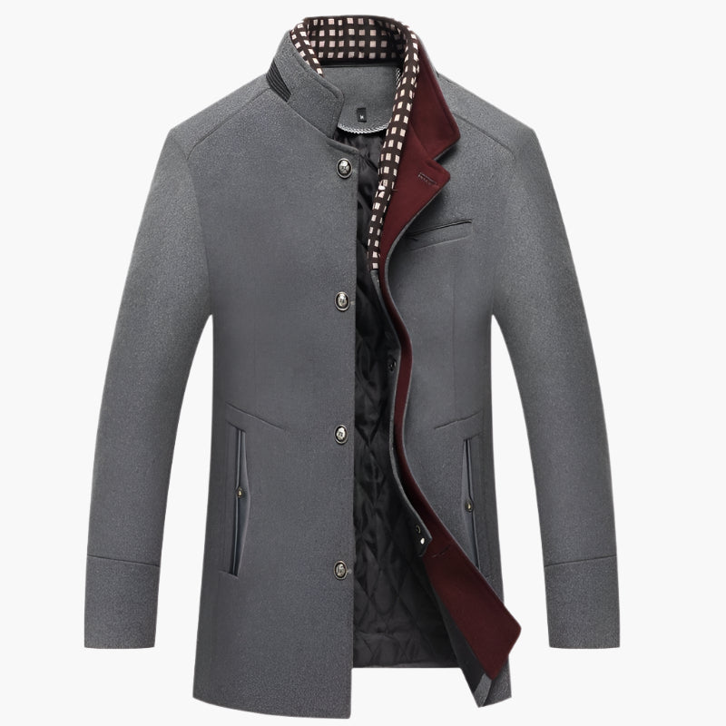 Men’s Modern Mandarin Collar Coat for Cold Seasons