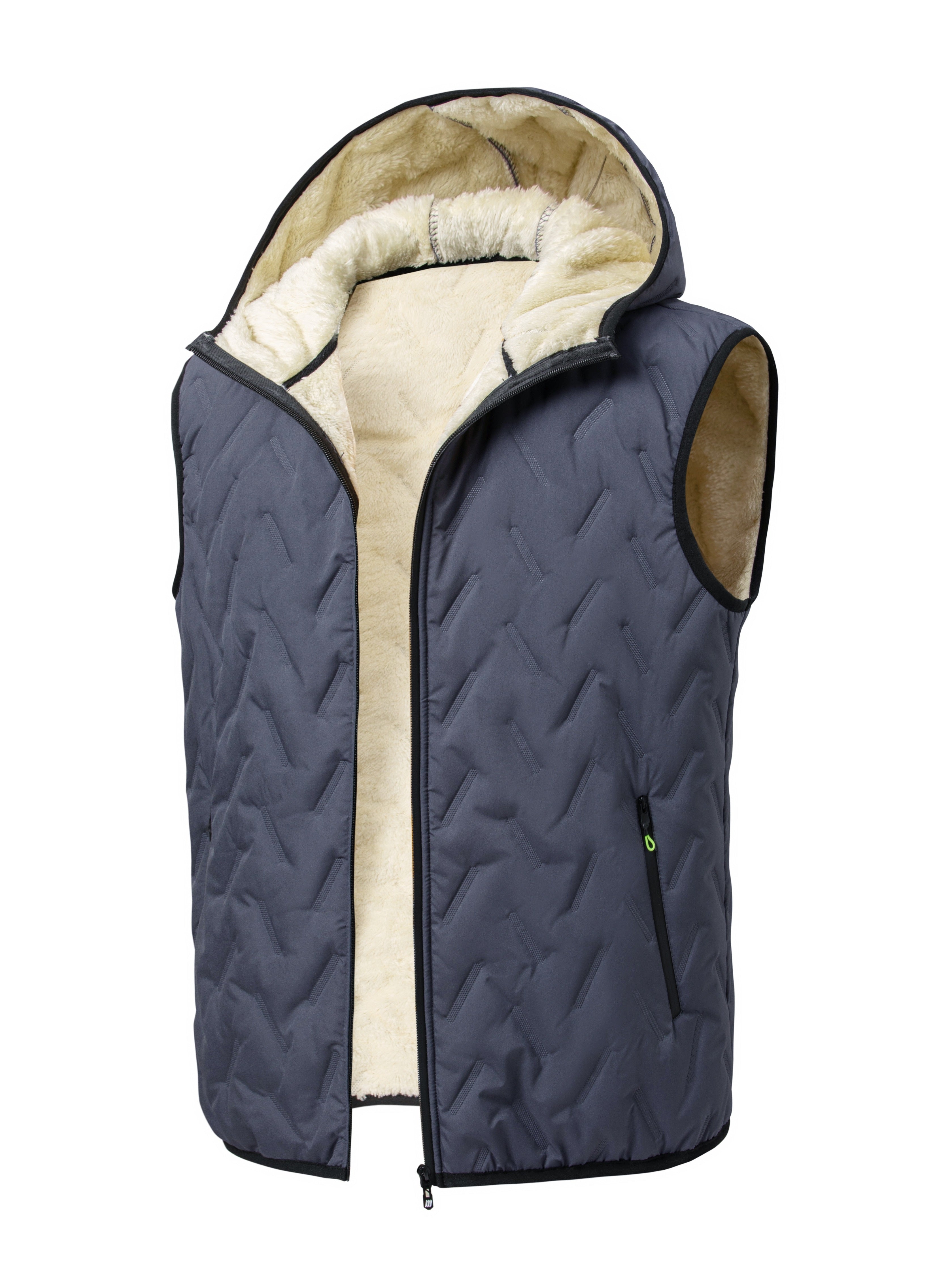 Men’s Quilted Hooded Vest with Fleece Lining
