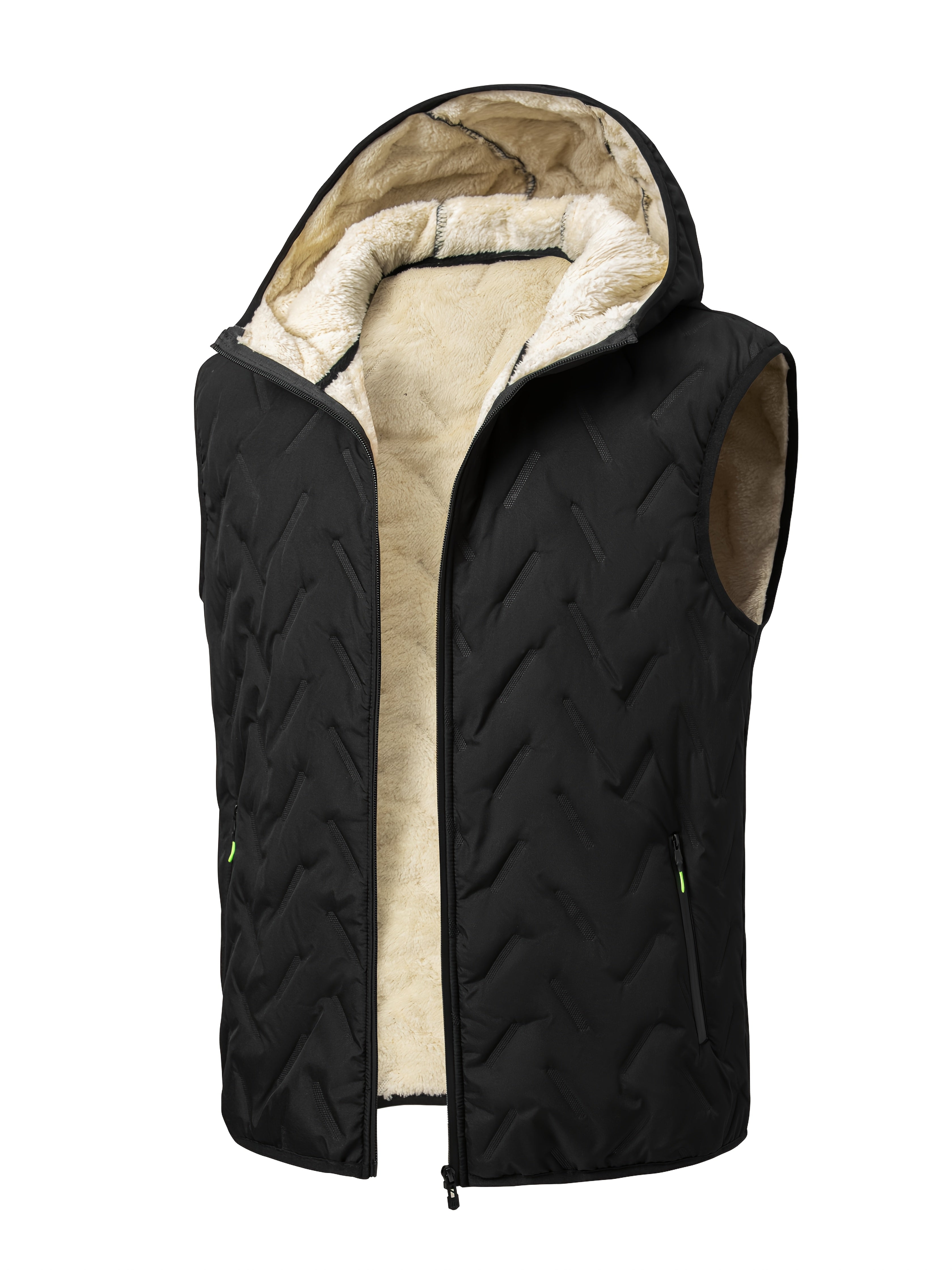 Men’s Quilted Hooded Vest with Fleece Lining