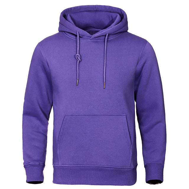 Men’s Solid Pullover Hoodie with Drawstring Hood