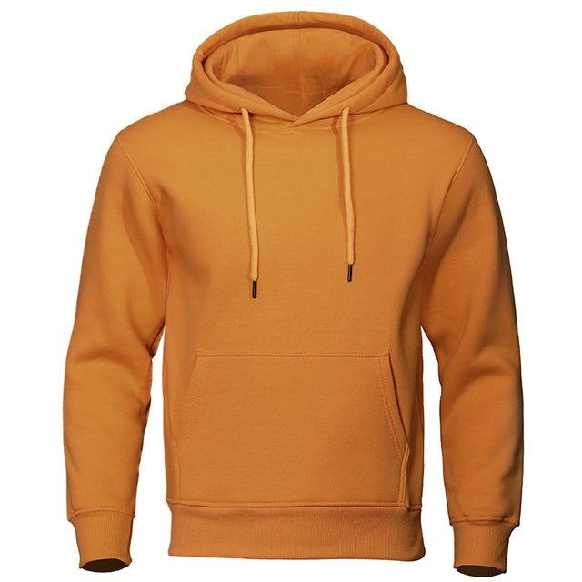 Men’s Solid Pullover Hoodie with Drawstring Hood