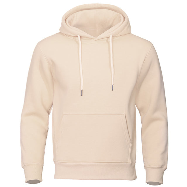 Men’s Solid Pullover Hoodie with Drawstring Hood