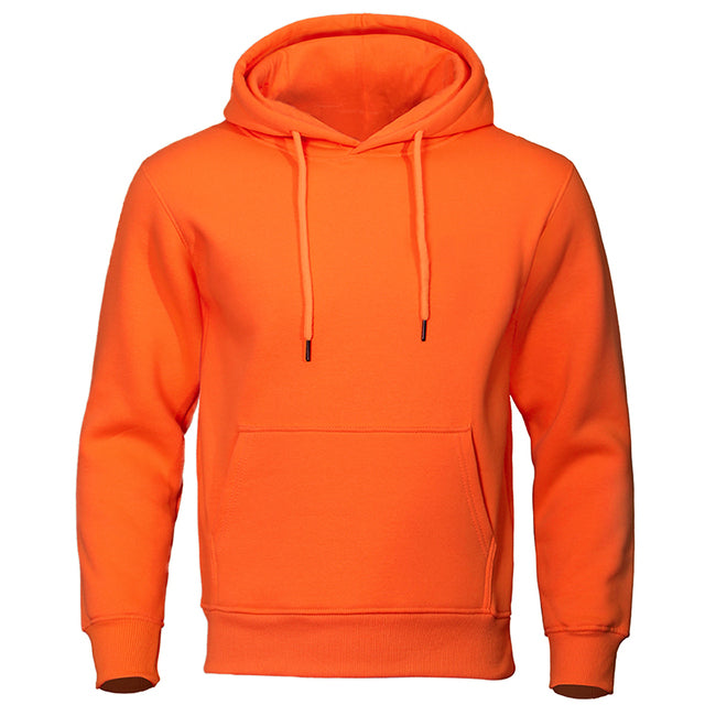 Men’s Solid Pullover Hoodie with Drawstring Hood