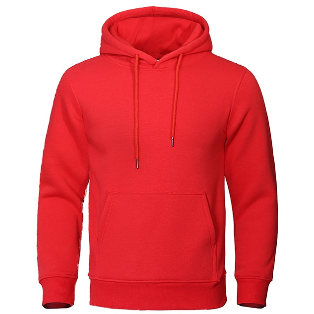 Men’s Solid Pullover Hoodie with Drawstring Hood