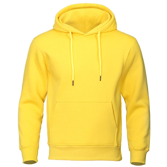 Men’s Solid Pullover Hoodie with Drawstring Hood