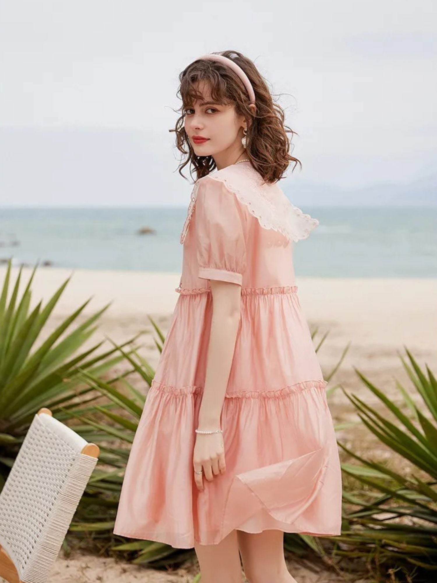 Women’s A-Line Mini Dress with Peter Pan Collar & Button Placket