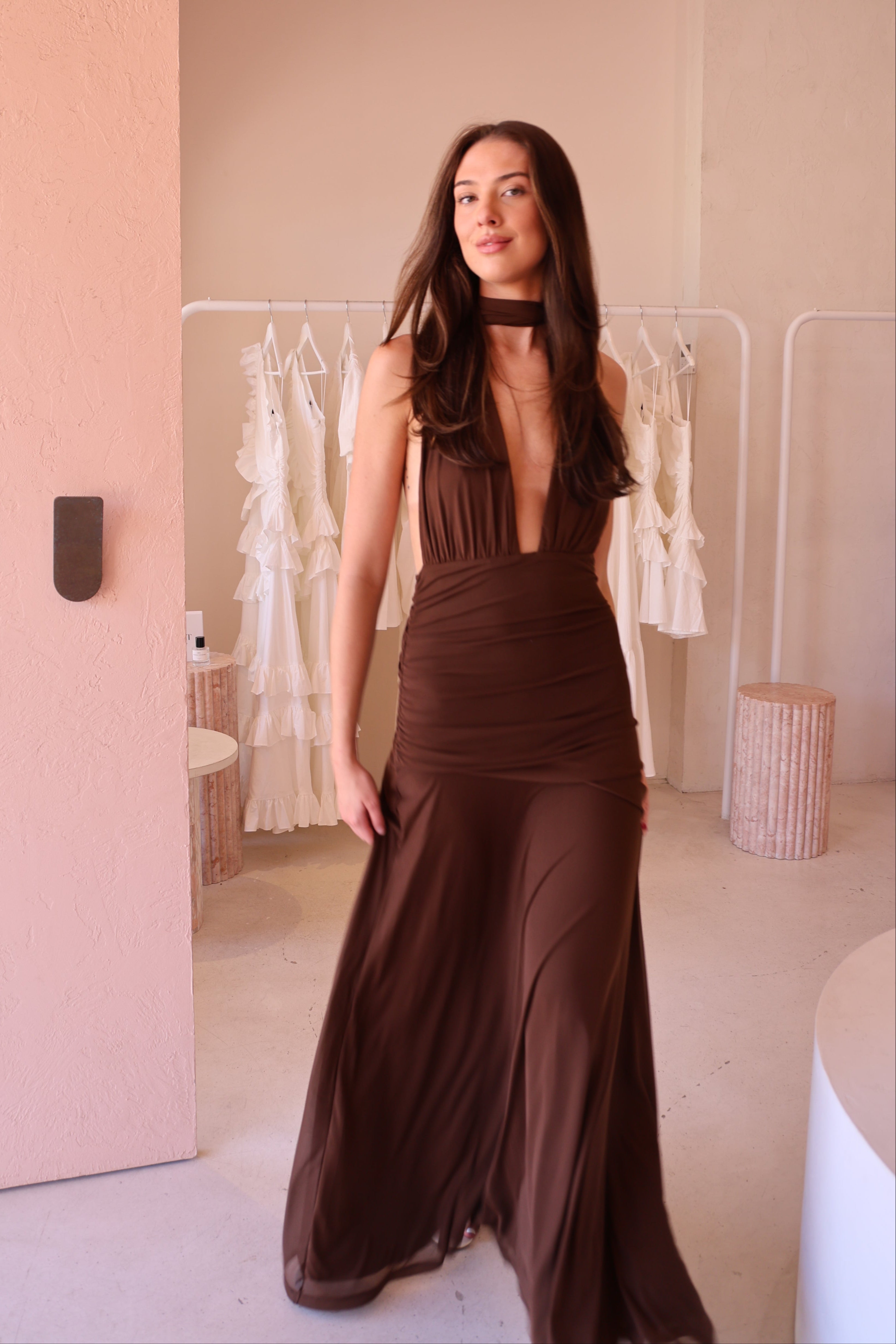 Women's Maxi Dress With Deep V-neck