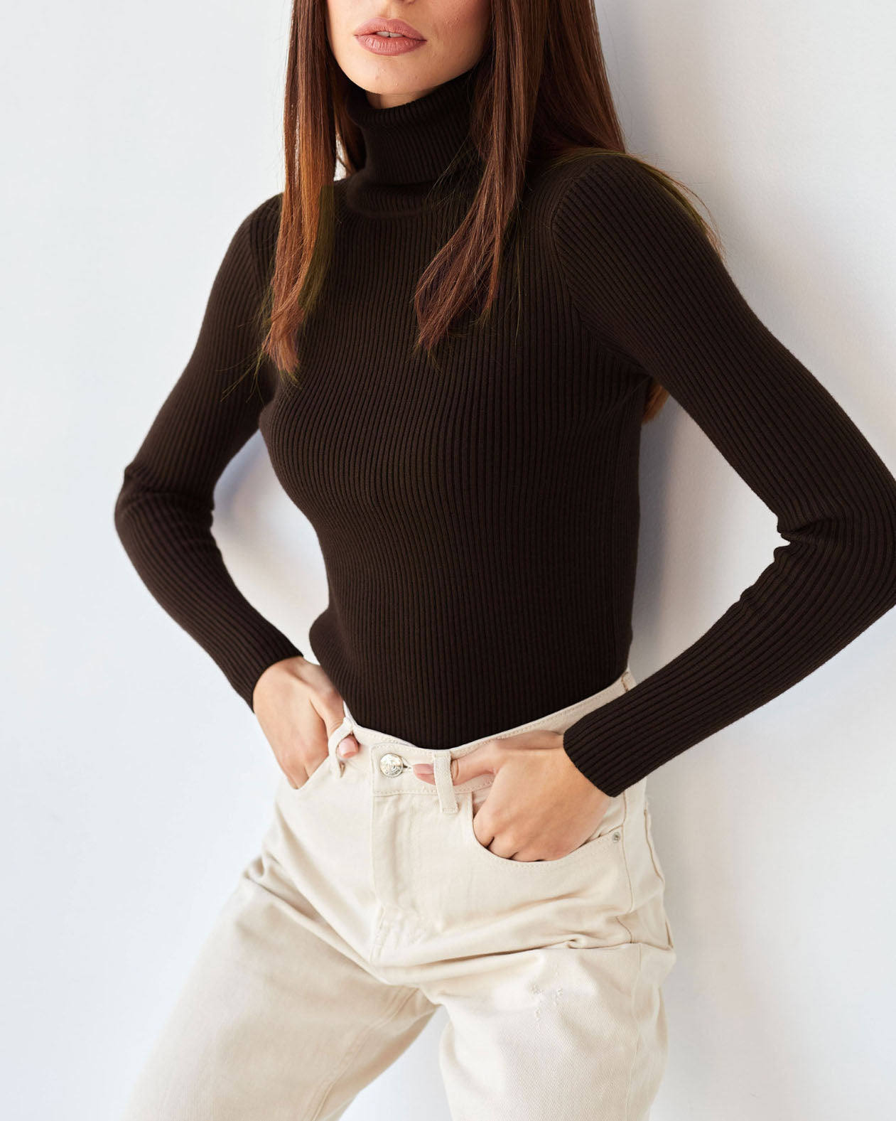 Ivanna - Turtleneck Sweater Tight fitting Ribbed for a Clean and Timeless Look