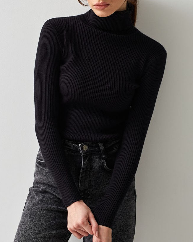 Ivanna - Turtleneck Sweater Tight fitting Ribbed for a Clean and Timeless Look