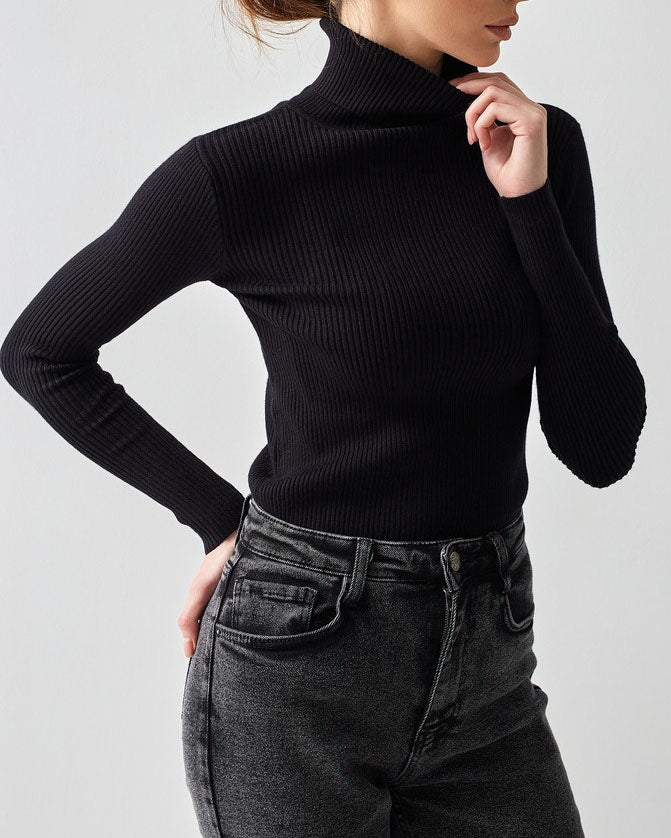 Ivanna - Turtleneck Sweater Tight fitting Ribbed for a Clean and Timeless Look