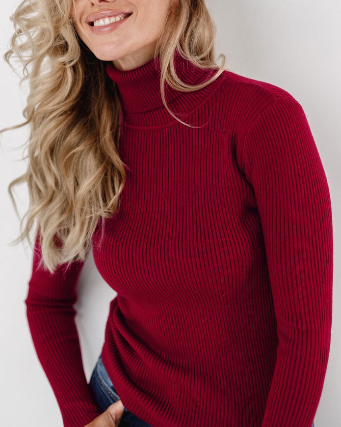 Ivanna - Turtleneck Sweater Tight fitting Ribbed for a Clean and Timeless Look