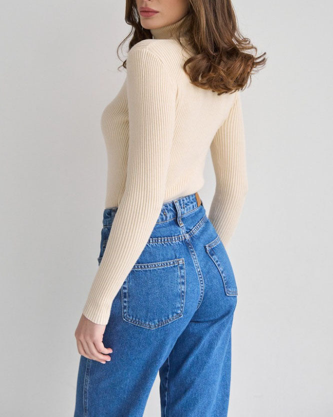 Ivanna - Turtleneck Sweater Tight fitting Ribbed for a Clean and Timeless Look