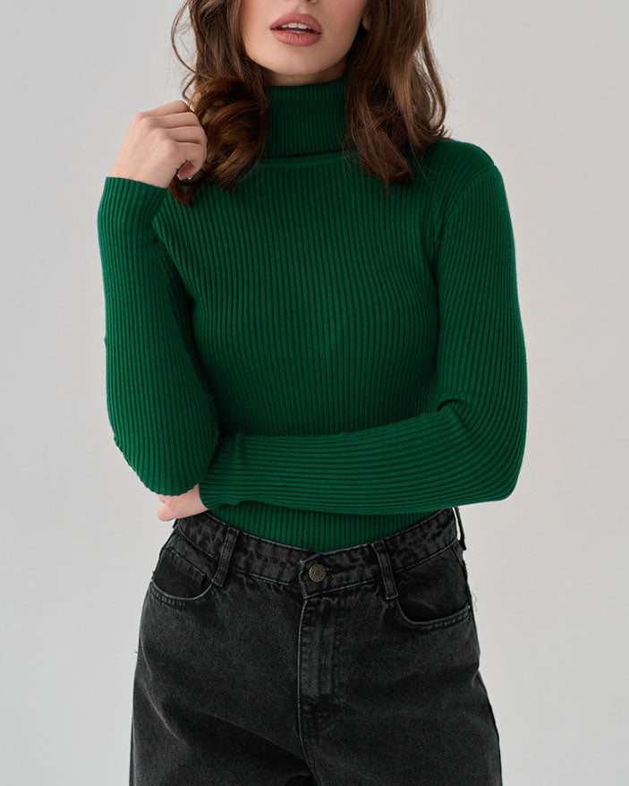 Ivanna - Turtleneck Sweater Tight fitting Ribbed for a Clean and Timeless Look