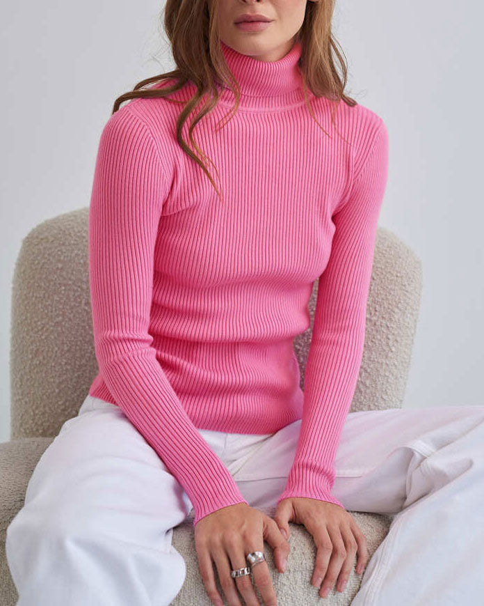 Ivanna - Turtleneck Sweater Tight fitting Ribbed for a Clean and Timeless Look