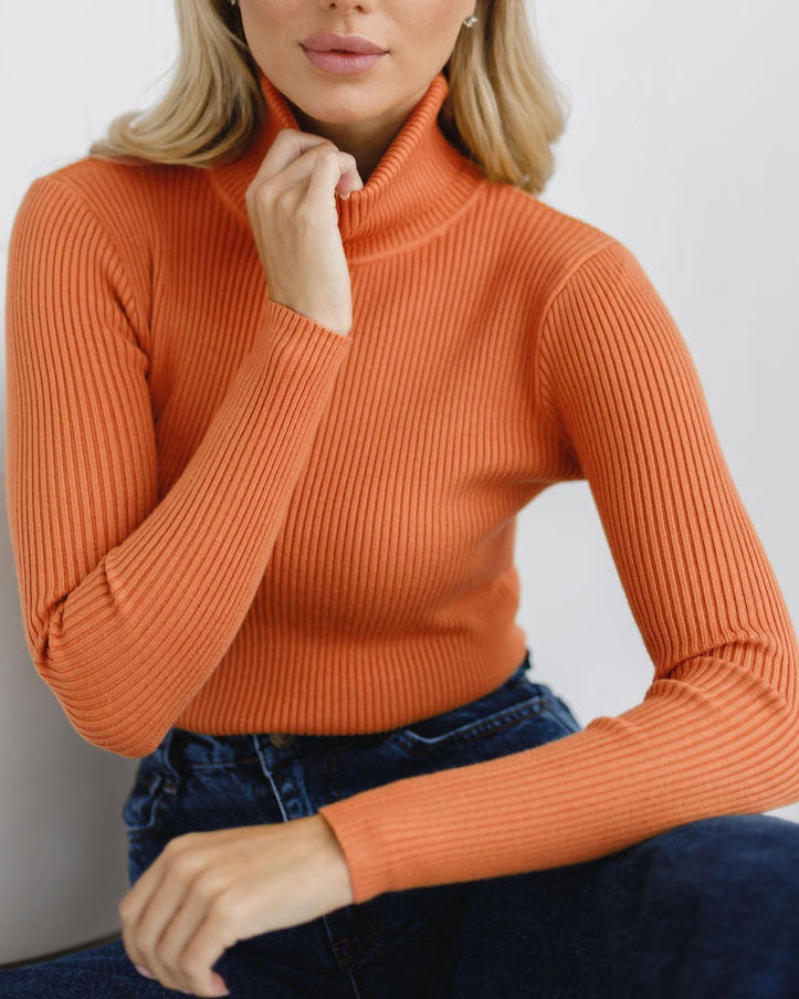 Ivanna - Turtleneck Sweater Tight fitting Ribbed for a Clean and Timeless Look