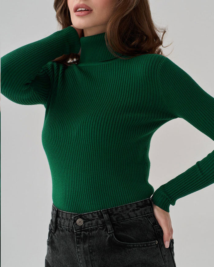 Ivanna - Turtleneck Sweater Tight fitting Ribbed for a Clean and Timeless Look