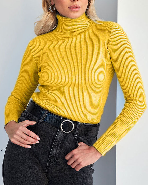 Ivanna - Turtleneck Sweater Tight fitting Ribbed for a Clean and Timeless Look