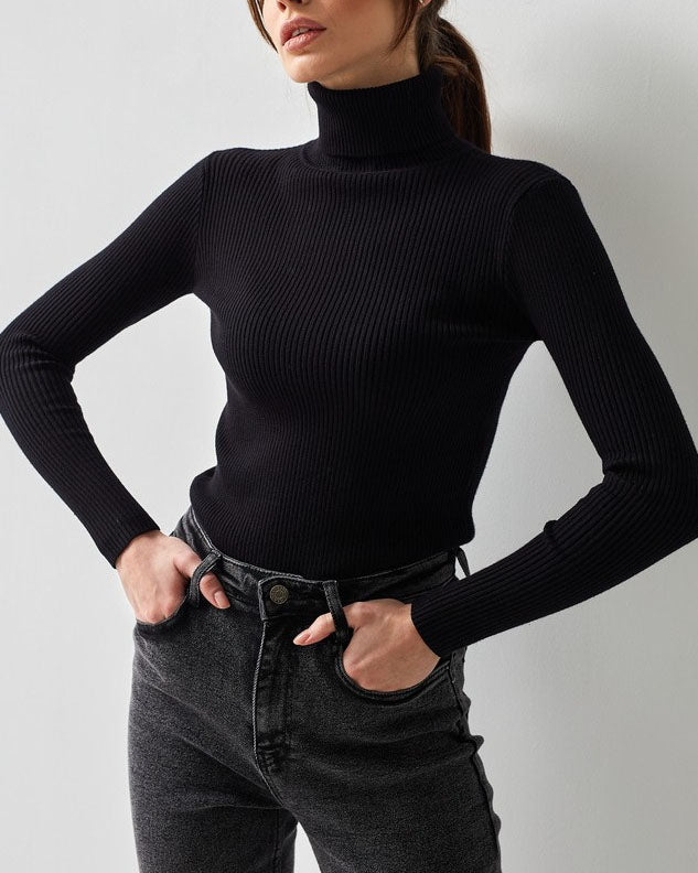 Ivanna - Turtleneck Sweater Tight fitting Ribbed for a Clean and Timeless Look