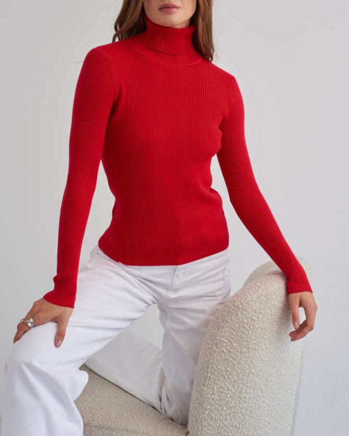 Ivanna - Turtleneck Sweater Tight fitting Ribbed for a Clean and Timeless Look