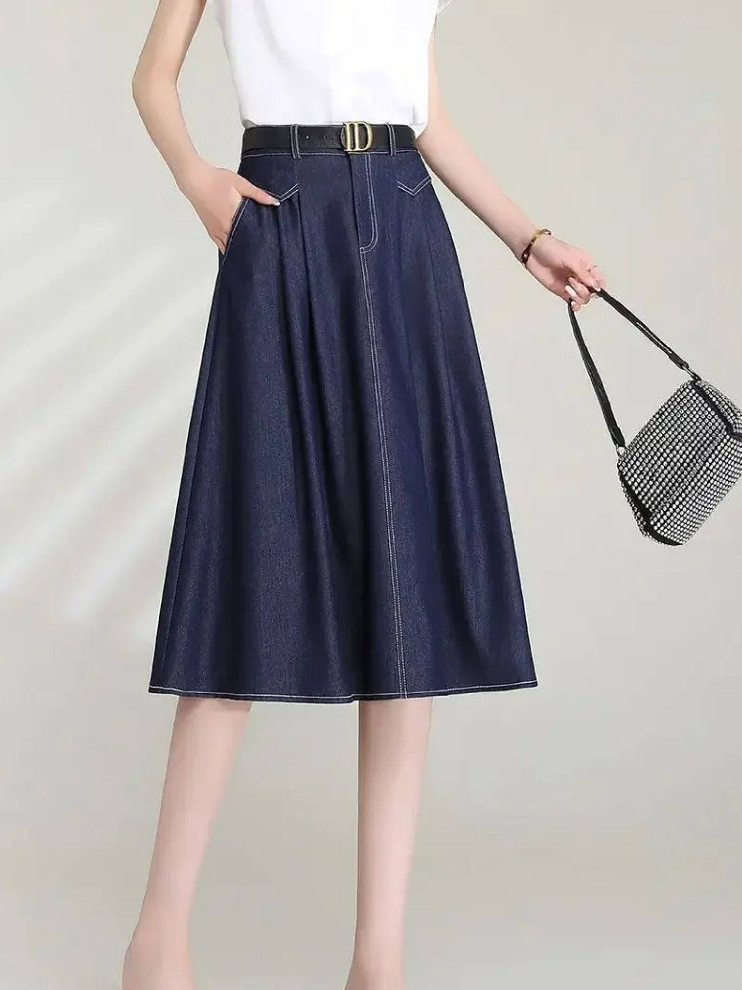 Women’s High-Waisted A-Line Denim Skirt