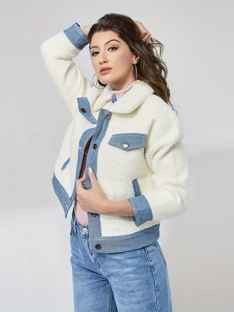 Women’s Denim Jacket With Patchwork Detailing