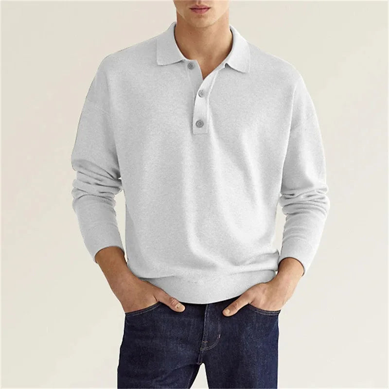 Max - Custom Fit Long Sleeve Polo Shirt with Slim Fit for Men