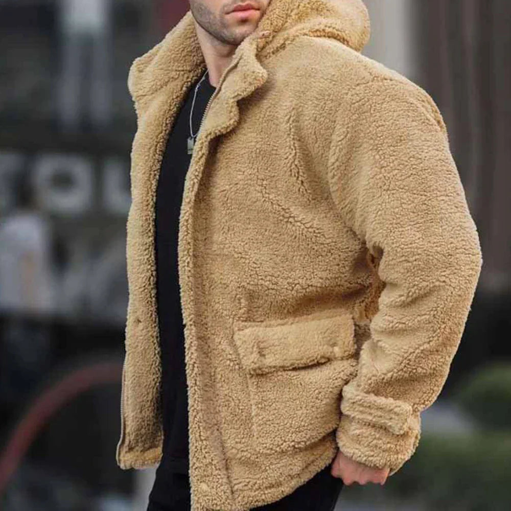 Cameryn - Men's Comfortable Faux Fur Hooded Jacket