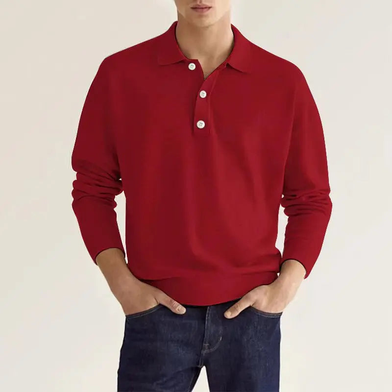 Max - Custom Fit Long Sleeve Polo Shirt with Slim Fit for Men