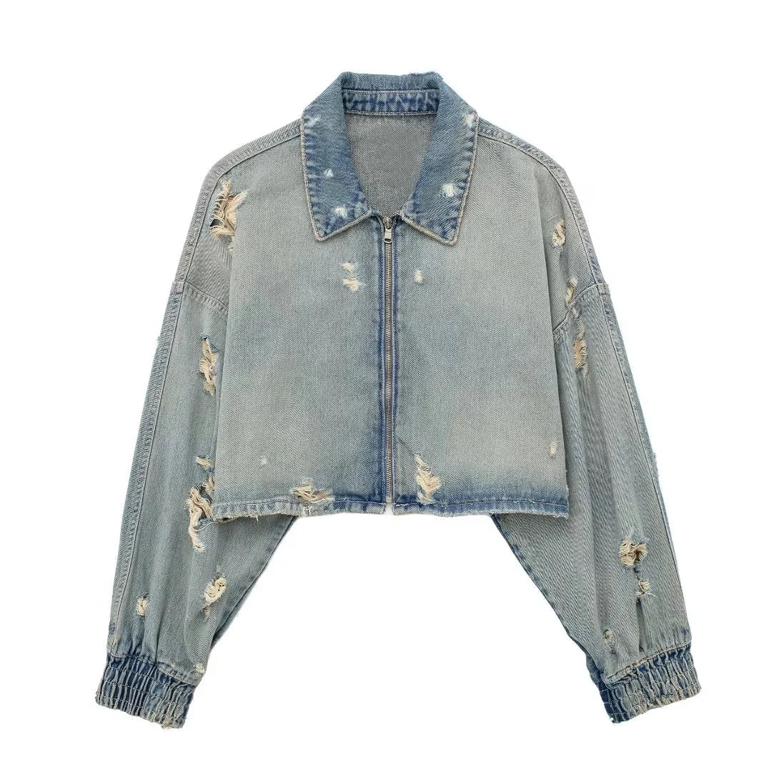 Azura - Women's cropped denim jacket