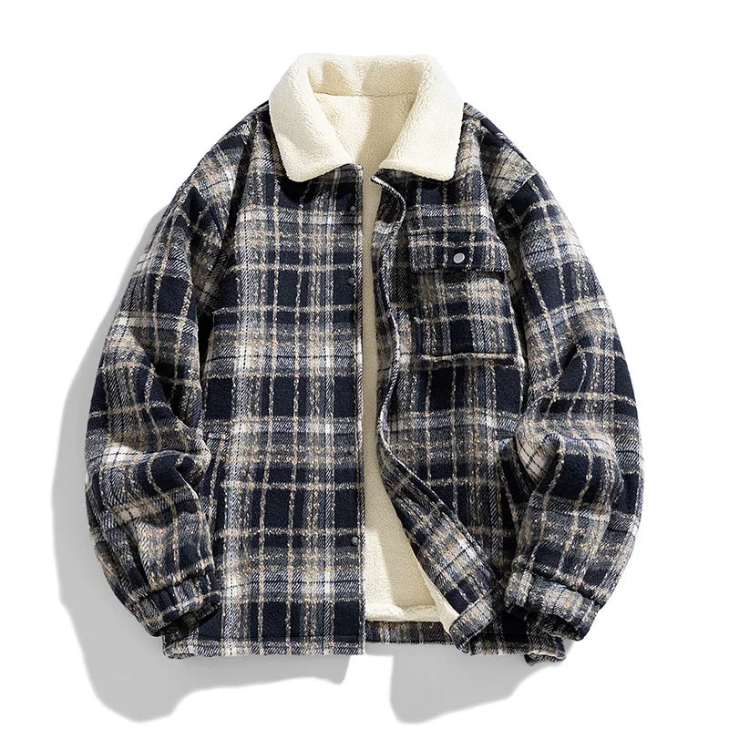 Jaden - Men's Fleece Jacket with Checkered Pattern