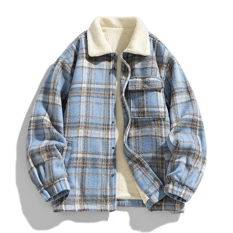 Jaden - Men's Fleece Jacket with Checkered Pattern