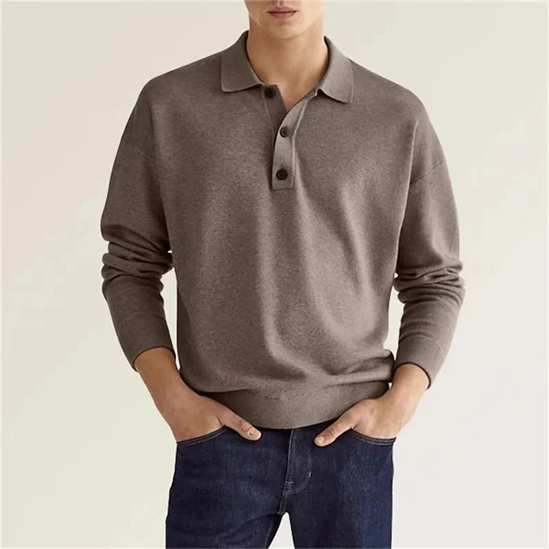 Max - Custom Fit Long Sleeve Polo Shirt with Slim Fit for Men