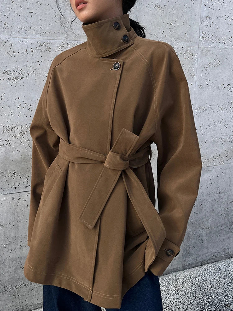 Hanna - Women's Modern Leather Winter Trench Coat