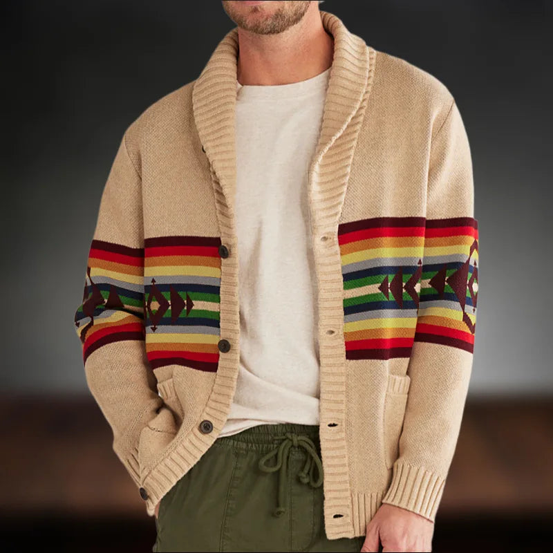 Aquilino - Autumn Winter Jacquard Striped Cardigan