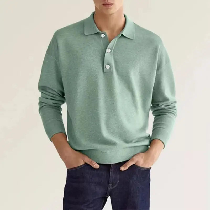 Max - Custom Fit Long Sleeve Polo Shirt with Slim Fit for Men