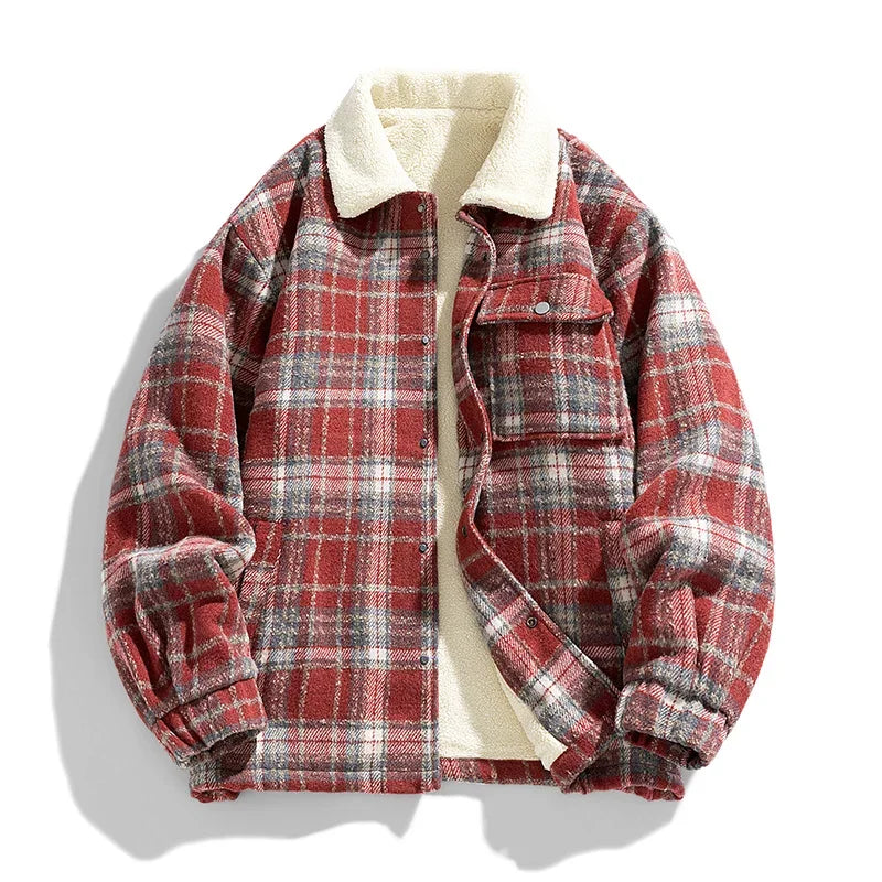 Jaden - Men's Fleece Jacket with Checkered Pattern