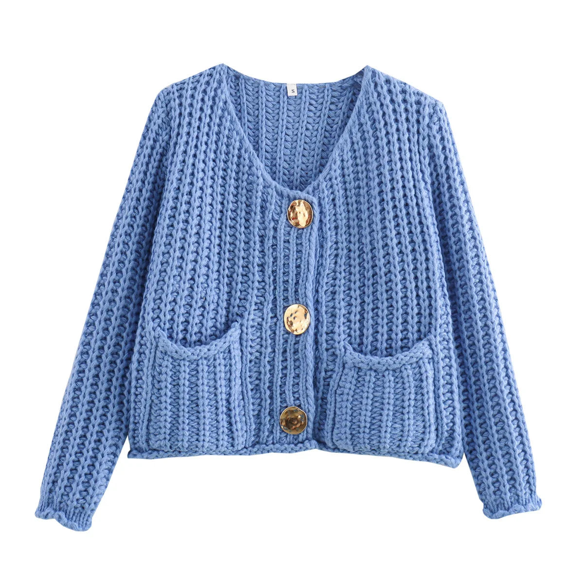 Henrose – Elegant knitted jacket with buttons and front pockets