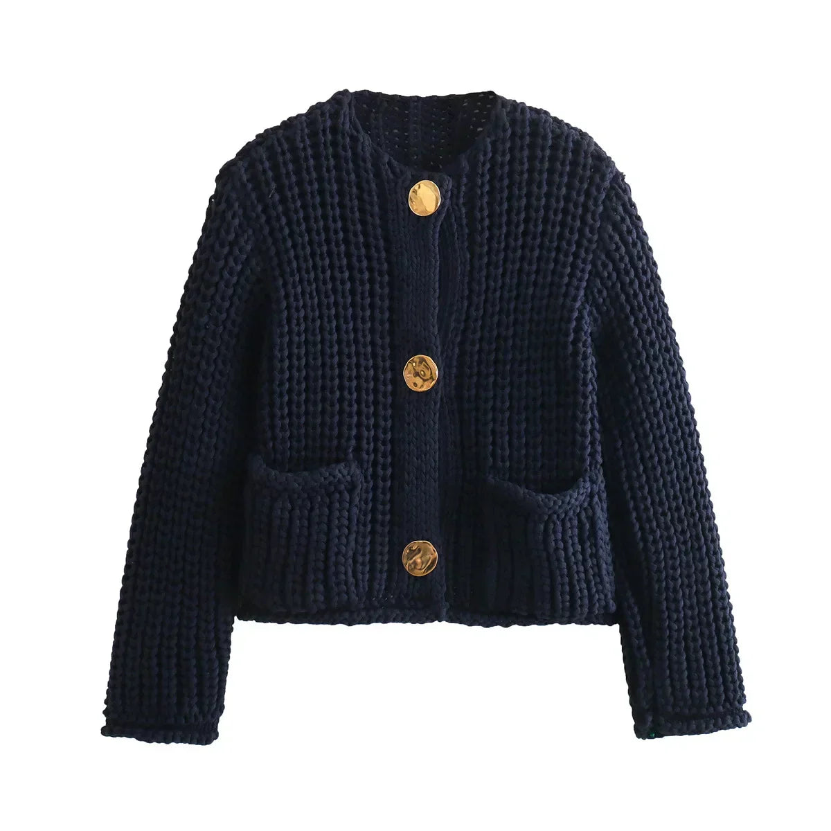 Henrose – Elegant knitted jacket with buttons and front pockets