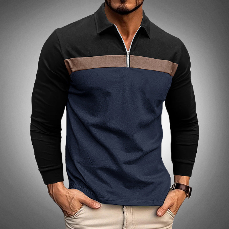 Cassius - Modern Long Sleeve Shirt with Elegant Zip Collar