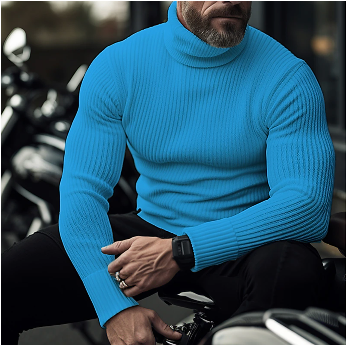 Matthew - High quality ribbed turtleneck jumper with a bold style